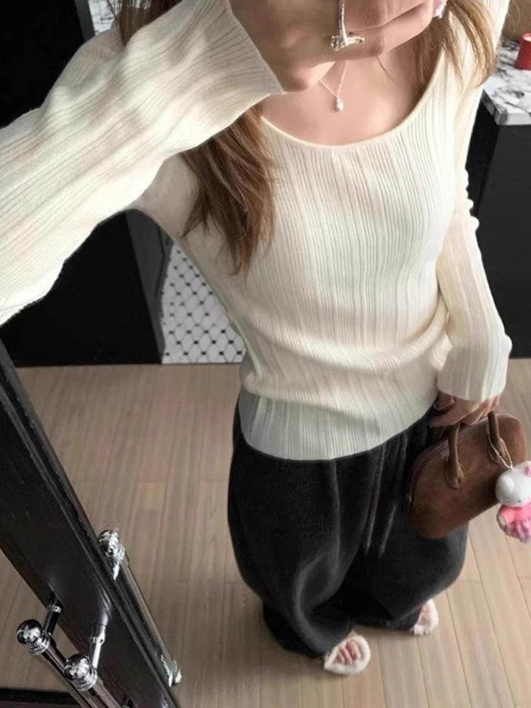 White Knitted Long Sve Slim Fit U-Ne Waist-Cinching Top for Women Autumn Inner Wear Can Be Worn outside Ele Hot Girl...
White Knitted Long Sve Slim Fit U-Ne Waist-Cinching Top for Women Autumn Inner Wear Can Be Worn outside Ele Hot Girl...