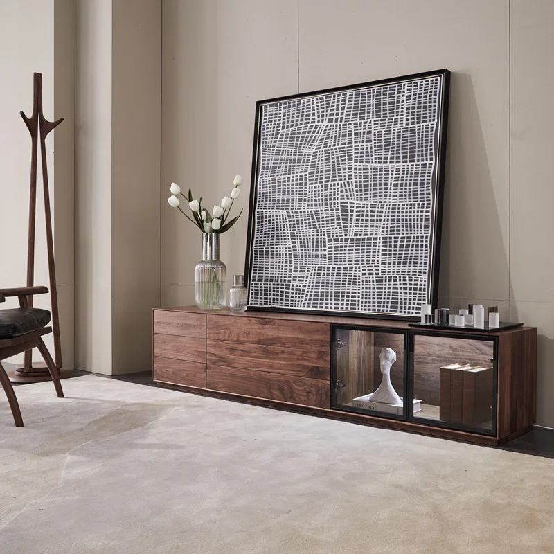 American 2023 new solid wood TV cabinet modern light luxury high-end TV cabinet black walnut living room furniture
American 2023 new solid wood TV cabinet modern light luxury high-end TV cabinet black walnut living room furniture