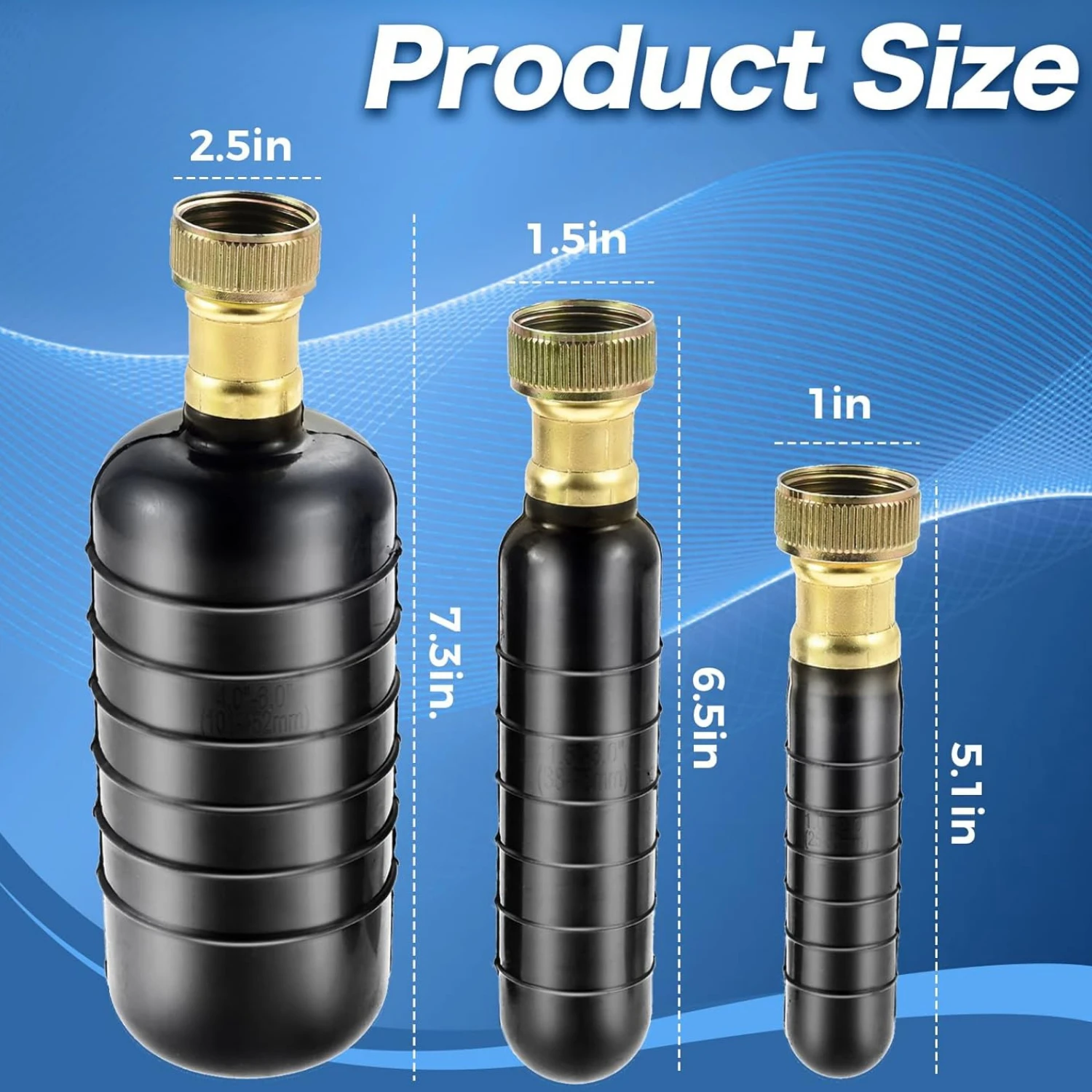 3Pcs Drain Cleaning Bladders Kit Fit 1" to 6" Pipes Water Powered Unclogger for Stubborn Blockages in Sewer Lines Bathroom Sinks
3Pcs Drain Cleaning Bladders Kit Fit 1" to 6" Pipes Water Powered Unclogger for Stubborn Blockages in Sewer Lines Bathroom Sinks