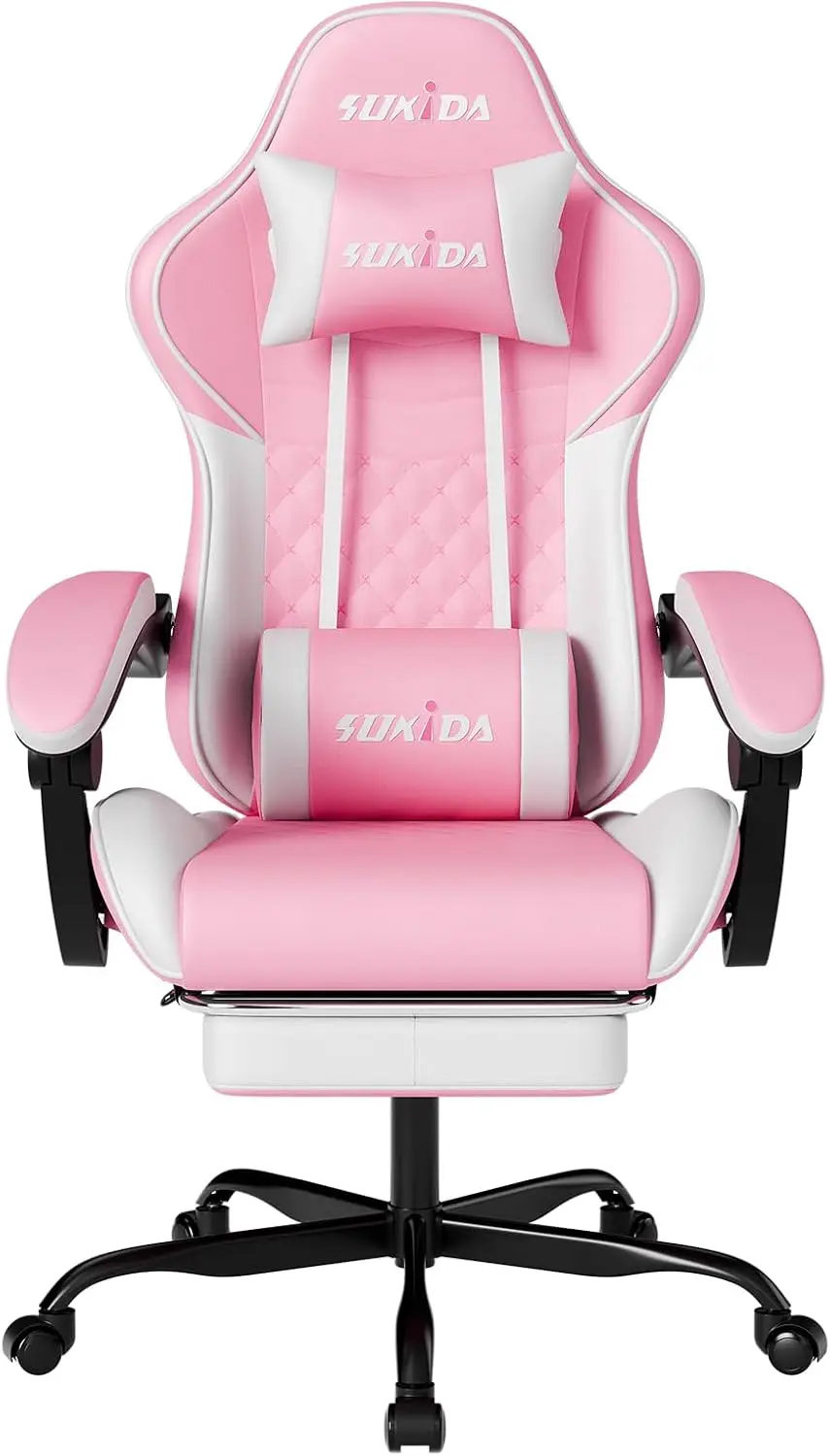 Ergonomic Gaming Chair with Massage Lumbar Support, Adjustable Height, Swivel, and Headrest
Ergonomic Gaming Chair with Massage Lumbar Support, Adjustable Height, Swivel, and Headrest