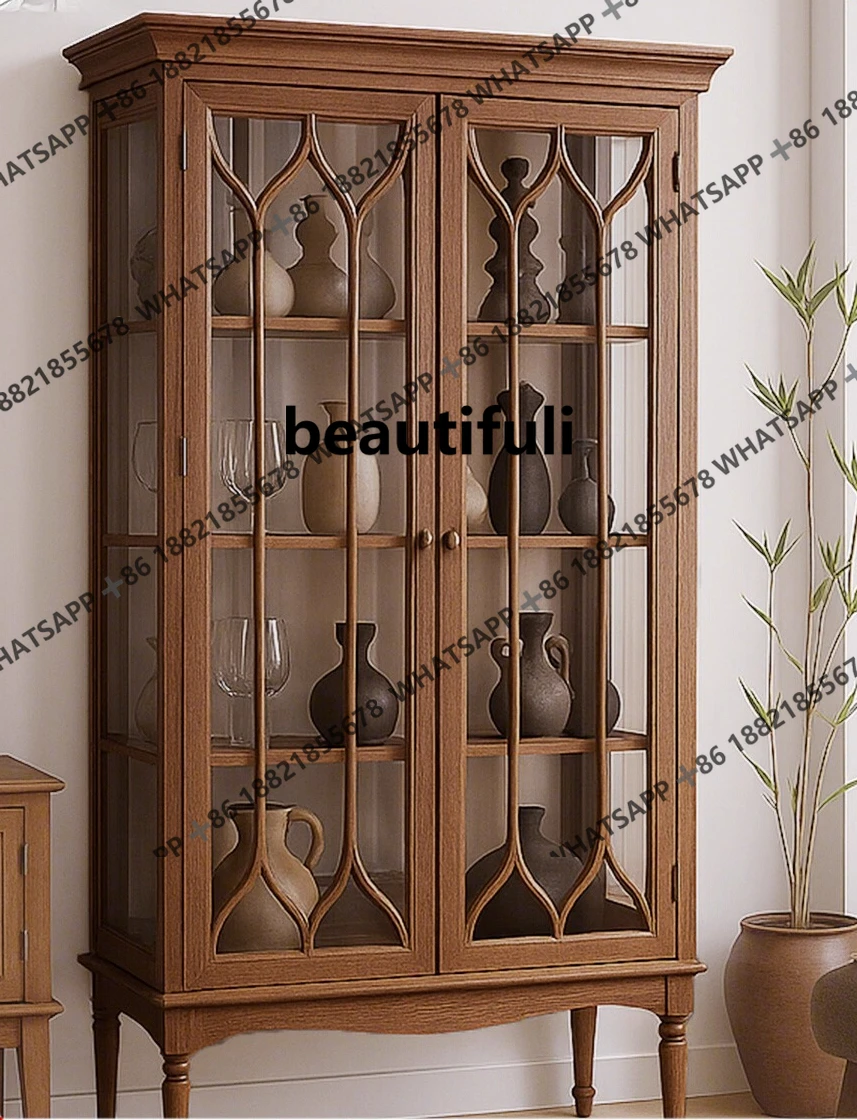 French solid wood wine cabinet with glass door against the wall, living room home American storage display cabinet
French solid wood wine cabinet with glass door against the wall, living room home American storage display cabinet