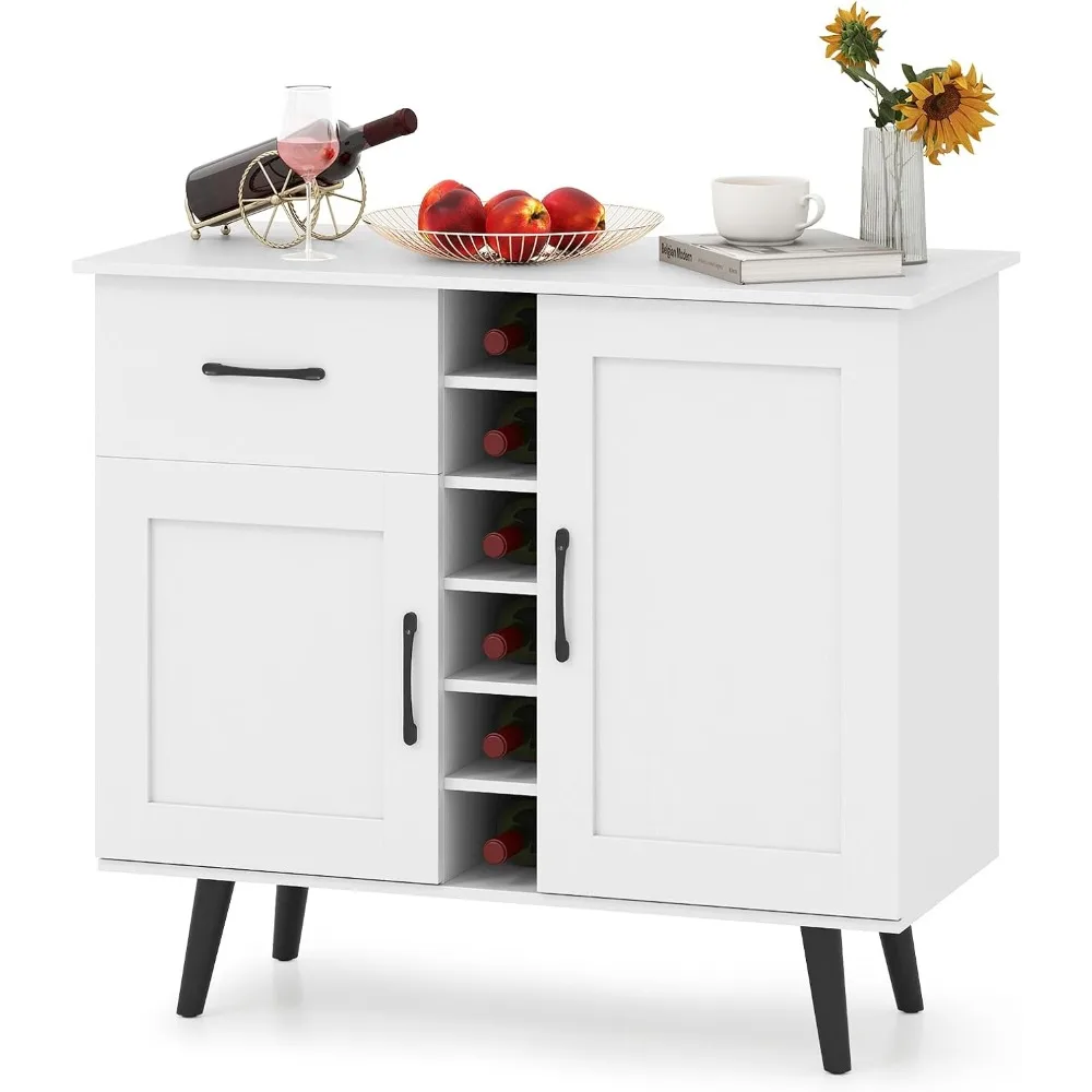 Wine Bar Cabinet, Buffet Sideboard with 2 Doors & 1 Drawer, 6-Bottle Wine Rack, Adjustable Shelves, Cupboard with Storage for K
Wine Bar Cabinet, Buffet Sideboard with 2 Doors & 1 Drawer, 6-Bottle Wine Rack, Adjustable Shelves, Cupboard with Storage for K
