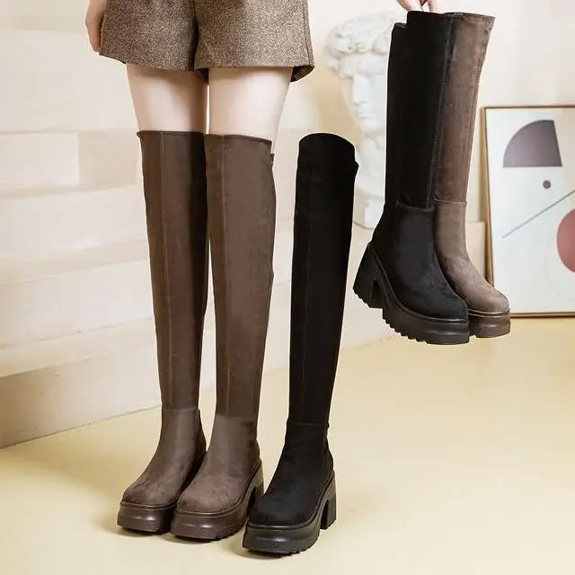 Knee-high Slim Fit Leather Boots 10cm Heel Waterproof round Toe Fashion Boots for Women Winter Season High Tubular Closure
Knee-high Slim Fit Leather Boots 10cm Heel Waterproof round Toe Fashion Boots for Women Winter Season High Tubular Closure