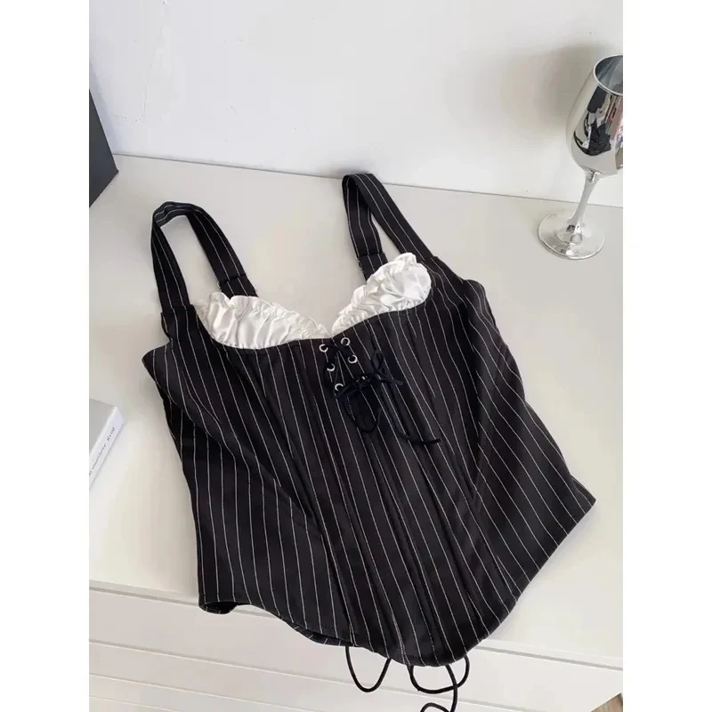 Sexy Women Vintage striped Draw String Sleeveless Slim Camis Top Korean Basics Streetwear High Street Summer Clothing
Sexy Women Vintage striped Draw String Sleeveless Slim Camis Top Korean Basics Streetwear High Street Summer Clothing