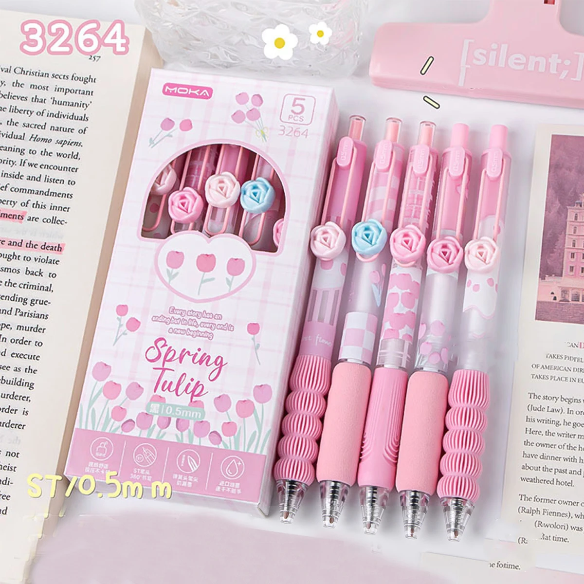 Pink Tulip Gel Pens Set, 5pcs 0.5mm Black Ink Retractable Pens, Quick Dry Smooth Writing Pens for School Office
Pink Tulip Gel Pens Set, 5pcs 0.5mm Black Ink Retractable Pens, Quick Dry Smooth Writing Pens for School Office