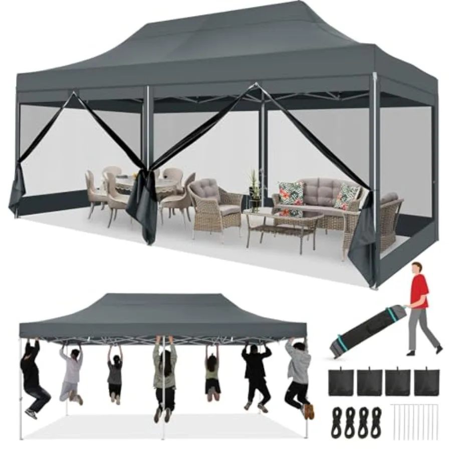 10x20 Heavy Duty Pop Up Canopy Tent with 6 Sidewalls, Easy Set Up Outdoor Waterproof Screen Commercial Party Tent with Mosquito
10x20 Heavy Duty Pop Up Canopy Tent with 6 Sidewalls, Easy Set Up Outdoor Waterproof Screen Commercial Party Tent with Mosquito