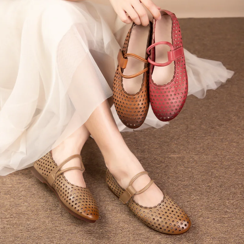 Women's New Shallow Mouth Hollow Breathable Flat-soled Shoes Retro Versatile Soft Surface Comfortable Sandals Handmade Slip-on
Women's New Shallow Mouth Hollow Breathable Flat-soled Shoes Retro Versatile Soft Surface Comfortable Sandals Handmade Slip-on