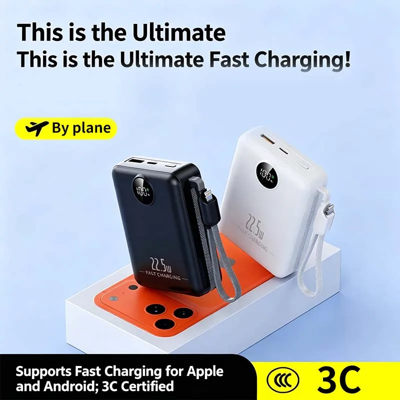 OUIO Power Bank 10000mAh 22.5W PD Power Charging with Built-in USB Type-C Cable for iPhone 15/Huawei, Ultra-Portable Charger
OUIO Power Bank 10000mAh 22.5W PD Power Charging with Built-in USB Type-C Cable for iPhone 15/Huawei, Ultra-Portable Charger