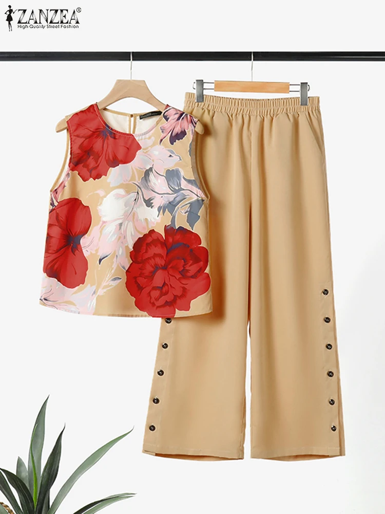 Elegant Summer OL Work Pant Sets ZANZEA 2PCS Women Outfits Matching Sets O Neck Sleeveless Blouse Trousers Printed Tracksuits
Elegant Summer OL Work Pant Sets ZANZEA 2PCS Women Outfits Matching Sets O Neck Sleeveless Blouse Trousers Printed Tracksuits