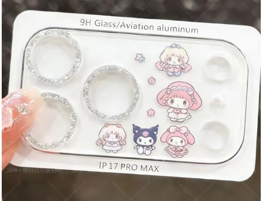 Cute Kuromi Camera Lens Protector for iPhone 17 Pro Max 17 Pro 3-in-1 Full Cover Glitter Film HD Clear Tempered Glass Cute Kuromi Camera Lens Protector for iPhone 17 Pro Max 17 Pro 3-in-1 Full Cover Glitter Film HD Clear Tempered Glass