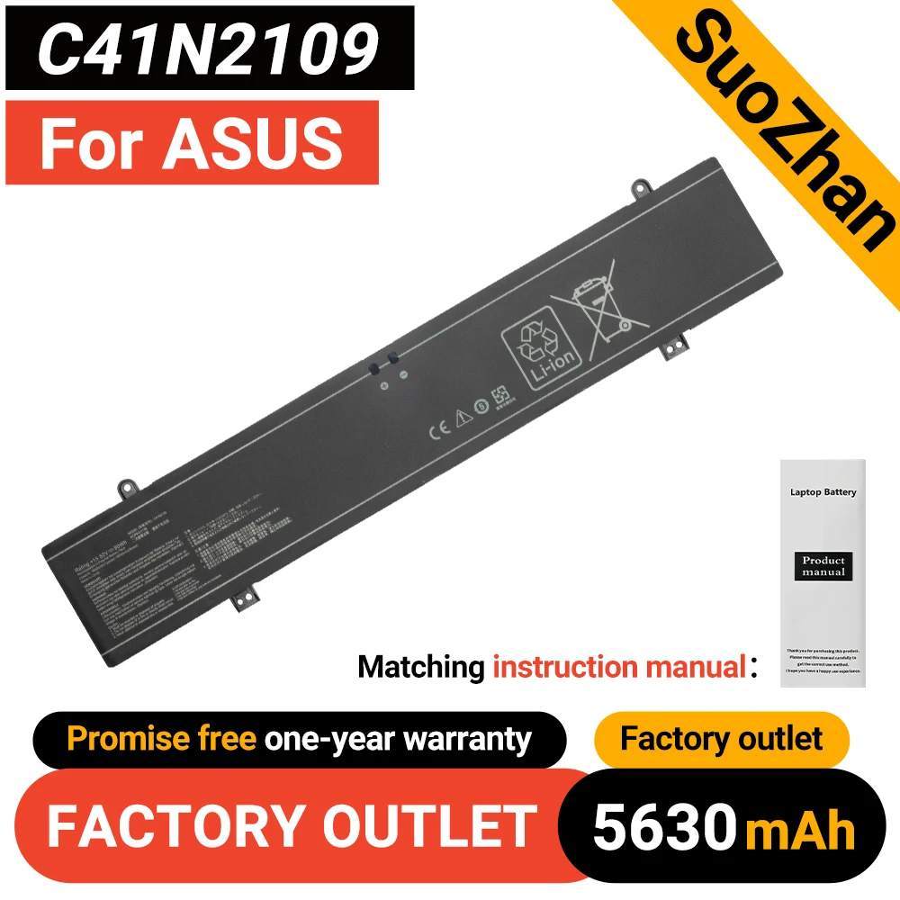 SUOZHAN 15,52 В 90 Втч C41N2109 Аккумулятор для ноутбука ASUS ROG Strix G18 Flow X16 GV601RE-M5057X NR2203RM
SUOZHAN 15,52 В 90 Втч C41N2109 Аккумулятор для ноутбука ASUS ROG Strix G18 Flow X16 GV601RE-M5057X NR2203RM