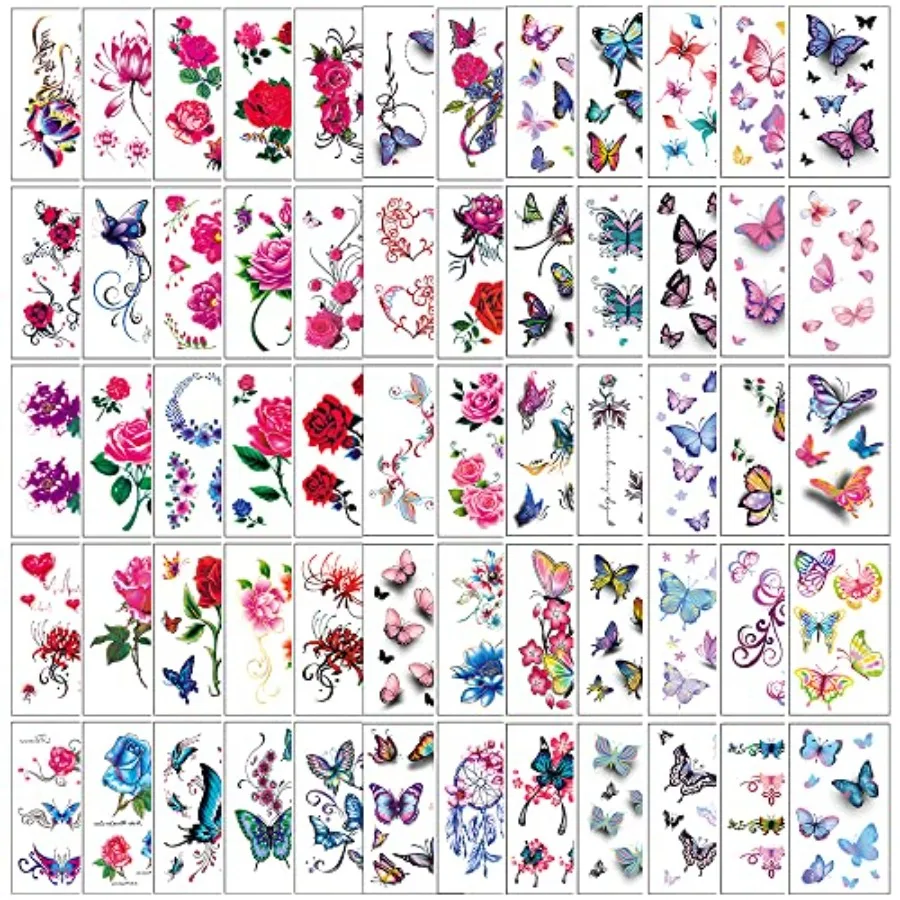 60 Sheets Temporary Tattoos Flower Tattoos Butterfly Tattoos Words Lines Tatoos for Adults Men and Women
60 Sheets Temporary Tattoos Flower Tattoos Butterfly Tattoos Words Lines Tatoos for Adults Men and Women