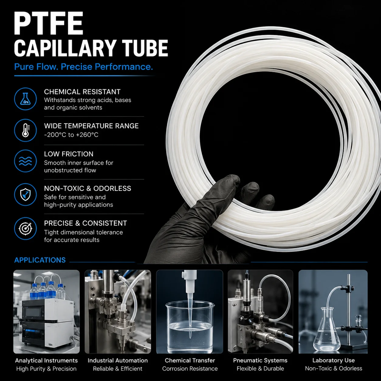 1/2/3/5/10M Food Grade White PTFE Capillary Tube with an inner diameter of 0.3-5mm, precise flow guide tube for beverage filling
1/2/3/5/10M Food Grade White PTFE Capillary Tube with an inner diameter of 0.3-5mm, precise flow guide tube for beverage filling