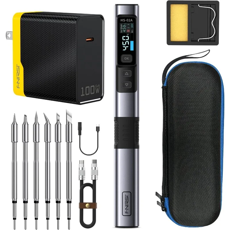 Portable Corded Soldering Iron Kit, 212-842℉, Pre-set 3 Groups Temperature, 6 F245 Soldering Tips, Smart Digi
Portable Corded Soldering Iron Kit, 212-842℉, Pre-set 3 Groups Temperature, 6 F245 Soldering Tips, Smart Digi