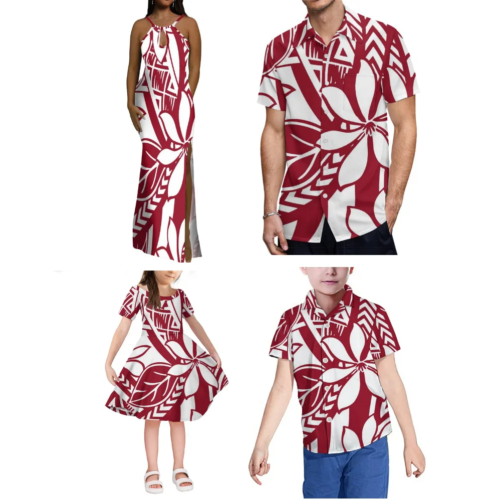 Summer Clothing Design Strappy Long Dresses Polynesian Custom Retro Printed Shirt Long Dresses Family Wear 
Summer Clothing Design Strappy Long Dresses Polynesian Custom Retro Printed Shirt Long Dresses Family Wear