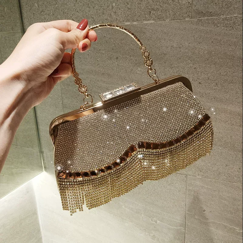 Women Banquet Handbags New Diamond-Studded Tassel Evening Bags Femme Wedding Purse Dress Beaded Party Clutch
Women Banquet Handbags New Diamond-Studded Tassel Evening Bags Femme Wedding Purse Dress Beaded Party Clutch
