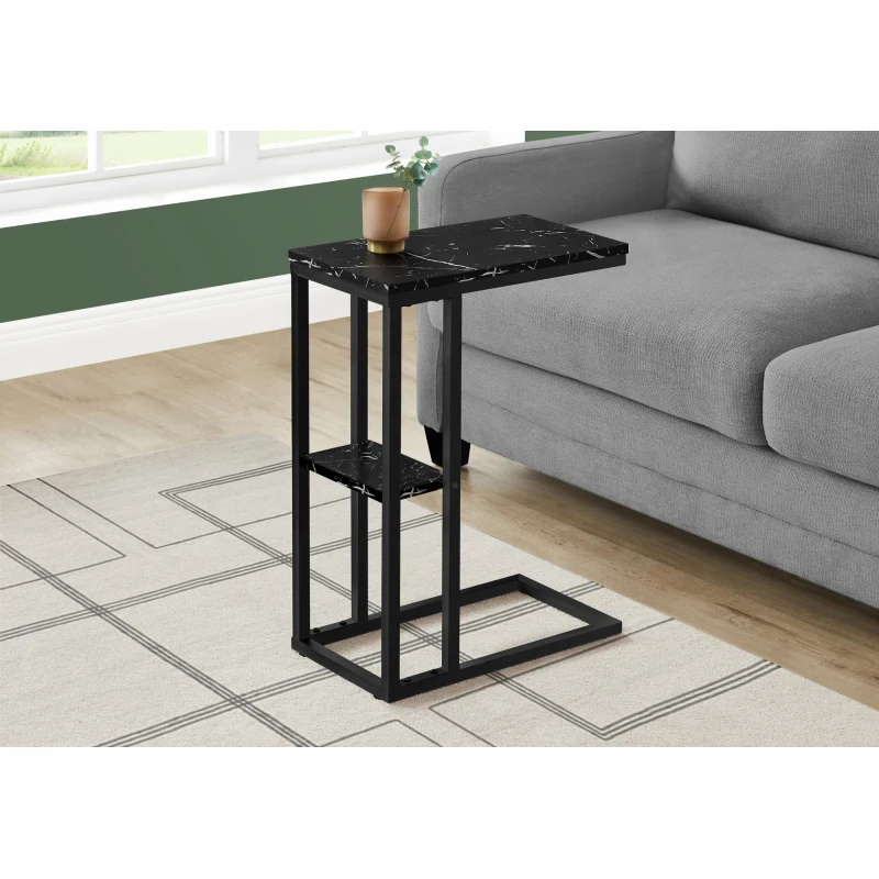 Accent Table, C-shaped, End, Side, Snack, Living Room, Bedroom, Black Marble Look Laminate, Black Metal, Contemporary, Modern
Accent Table, C-shaped, End, Side, Snack, Living Room, Bedroom, Black Marble Look Laminate, Black Metal, Contemporary, Modern