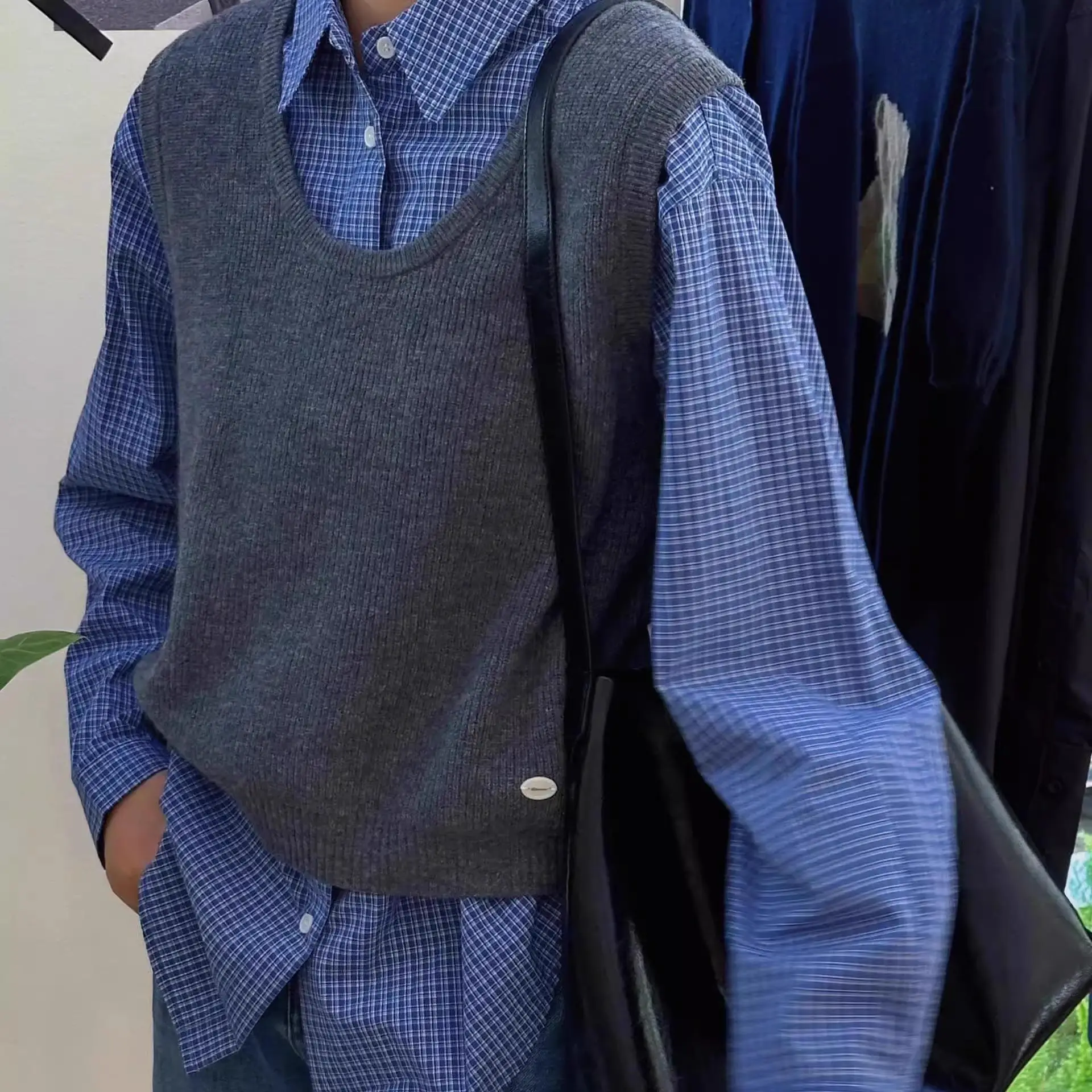 Classic American Retro Blue Plaid Long Sve irt Loose Fit ex College Sle Lazy Coat Youth Spring Faion
Classic American Retro Blue Plaid Long Sve irt Loose Fit ex College Sle Lazy Coat Youth Spring Faion