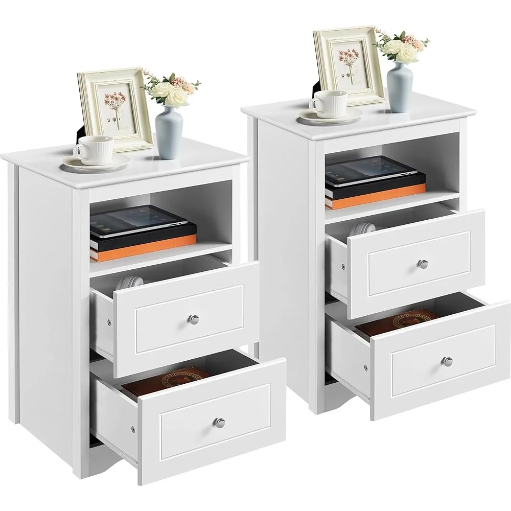 2 Piece Tall Bedside Table Set Wooden Nightstand with 2 Drawers and Open Shelf Compact Storage Bedroom Living Room
2 Piece Tall Bedside Table Set Wooden Nightstand with 2 Drawers and Open Shelf Compact Storage Bedroom Living Room