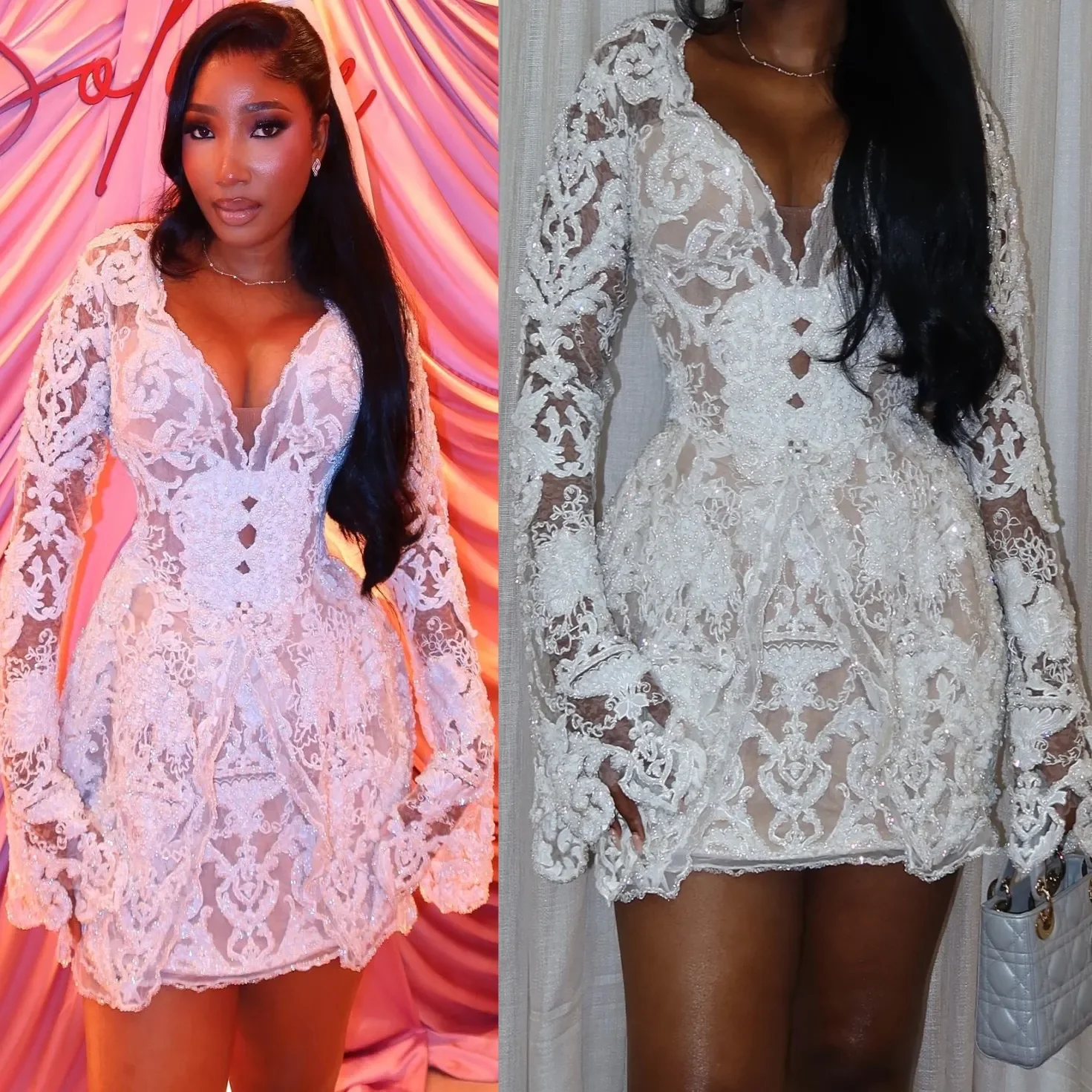 White Lace Applique Prom Dress for Women Long Sleeve V Neck Short Wedding Guest Dress Elegant Evening Party Gown Customized
White Lace Applique Prom Dress for Women Long Sleeve V Neck Short Wedding Guest Dress Elegant Evening Party Gown Customized