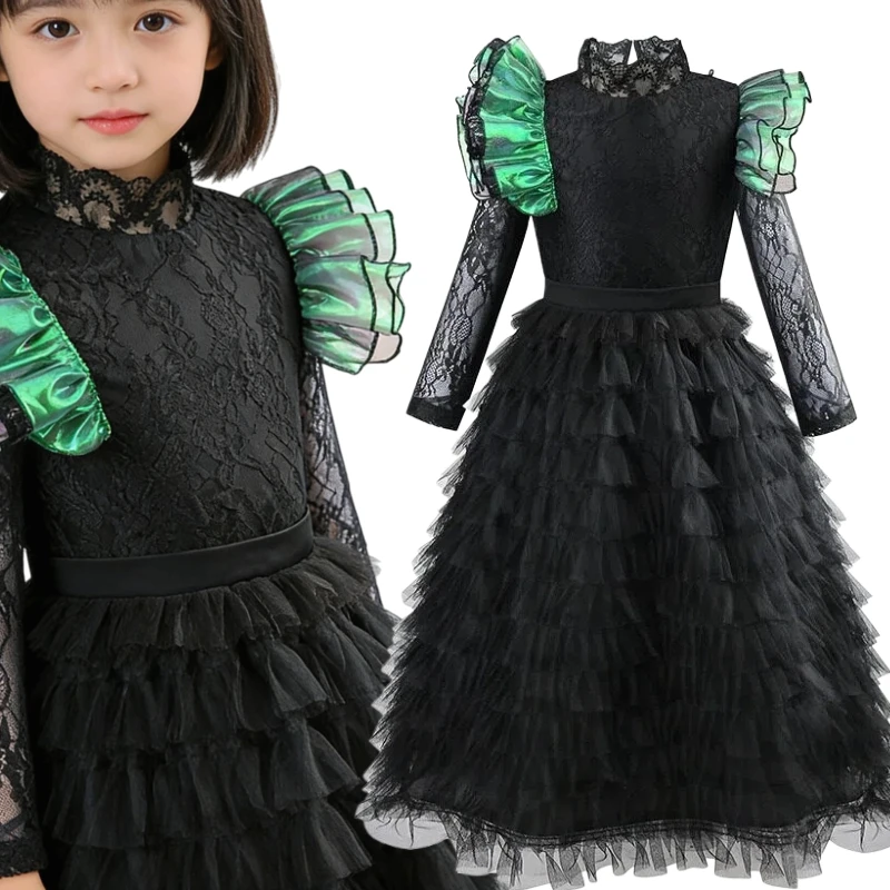 Movie Wizard Elphaba Costume Cosplay Black Lace Long Dress Witch Magician Role Play Outfit Halloween Theme Party for Girls
Movie Wizard Elphaba Costume Cosplay Black Lace Long Dress Witch Magician Role Play Outfit Halloween Theme Party for Girls
