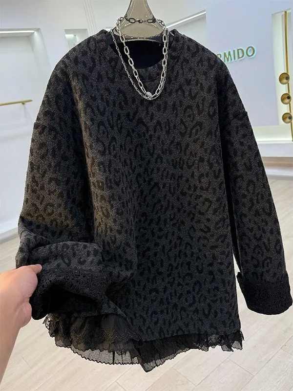 Свободный свитер с круглым вырезом, на подкладке, большой размер, 300 пу (вес), корейский стиль, кружевные вставки, леопардовый принт, осенне-зимний...
Свободный свитер с круглым вырезом, на подкладке, большой размер, 300 пу (вес), корейский стиль, кружевные вставки, леопардовый принт, осенне-зимний...