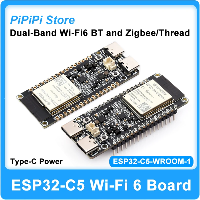 ESP32-C5 Dual-Band Wi-Fi6 Development Board 240MHz RISC‑V BLE5 Zigbee Thread RISC-V IoT 16MB/32MB Flash 8MB PSRAM N16R8/N32R8
ESP32-C5 Dual-Band Wi-Fi6 Development Board 240MHz RISC‑V BLE5 Zigbee Thread RISC-V IoT 16MB/32MB Flash 8MB PSRAM N16R8/N32R8