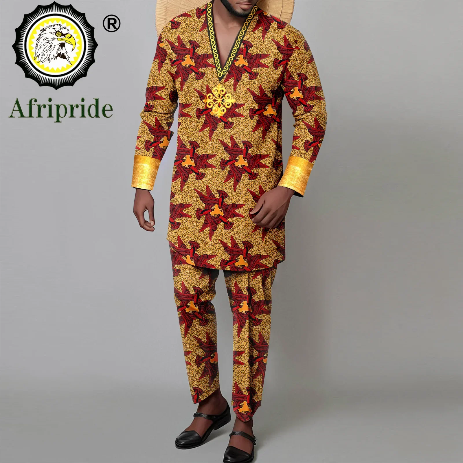 Tracksuit Men African Clothes V-neck Long Sleeve Embroidery Shirts and Pant 2 Piece Set Dashiki Attire Print Outfits A2316033
Tracksuit Men African Clothes V-neck Long Sleeve Embroidery Shirts and Pant 2 Piece Set Dashiki Attire Print Outfits A2316033