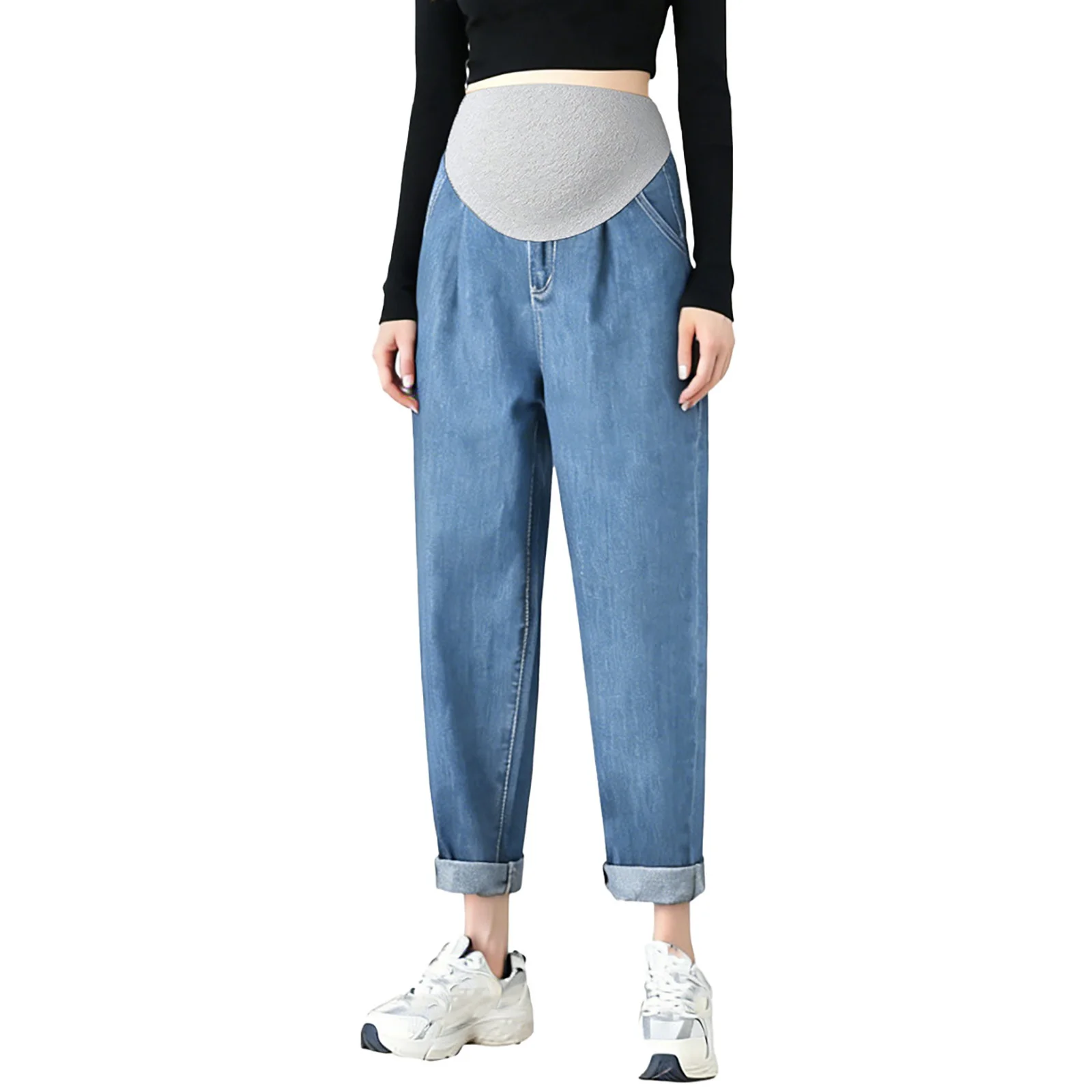 Pregnant Women Jeans Pants Over-the-Belly Elastic Waistband Maternity Denim Trousers with Pockets Work Casual Outing Daily Wear
Pregnant Women Jeans Pants Over-the-Belly Elastic Waistband Maternity Denim Trousers with Pockets Work Casual Outing Daily Wear