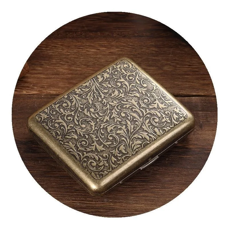 New Stainless Metal Double Flip Cover 20 Cigarette Boxes Bronze Embossed Automatic Portable Cigarette Boxes
New Stainless Metal Double Flip Cover 20 Cigarette Boxes Bronze Embossed Automatic Portable Cigarette Boxes