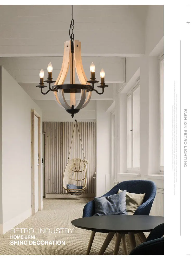 American Style Rural Wood Chandelier Restaurant Living Room Villa Corridor Staircase Minimalist Retro Iron Pendant Lamp
American Style Rural Wood Chandelier Restaurant Living Room Villa Corridor Staircase Minimalist Retro Iron Pendant Lamp