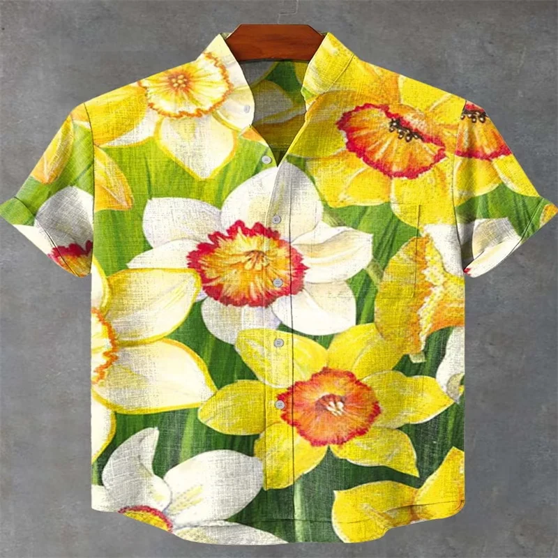 Men's Hawaiian Shirt Yellow White Daffodil Print Short Sleeve Button Down Summer Beach Casual Blouse
Men's Hawaiian Shirt Yellow White Daffodil Print Short Sleeve Button Down Summer Beach Casual Blouse