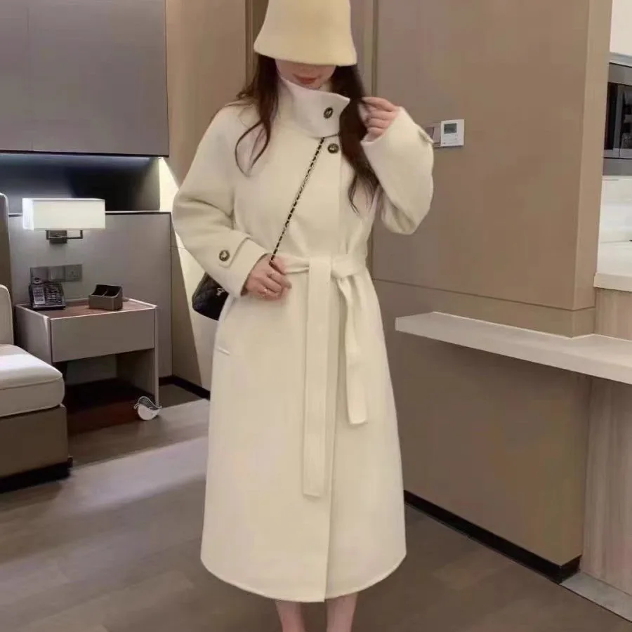 Korean Style Double-Sided Wool Coat Stand Collar Long Women's Coat Autumn Winter New Arrival Slim Fit Woolen Outerwear
Korean Style Double-Sided Wool Coat Stand Collar Long Women's Coat Autumn Winter New Arrival Slim Fit Woolen Outerwear
