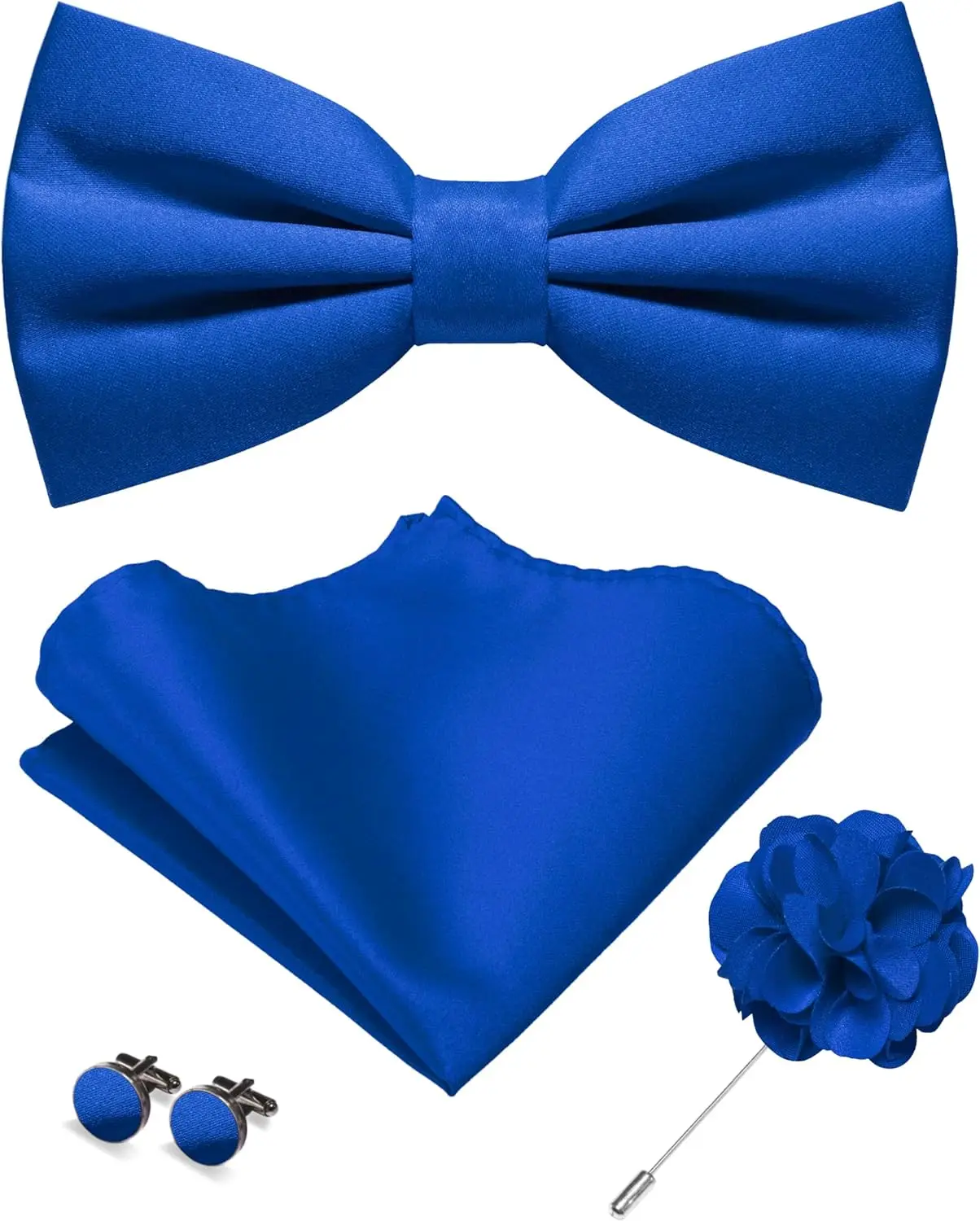 Pre-tied Bow Tie and Pocket Square Cufflinks Lapel Pin Sets for Men 4PCS
Pre-tied Bow Tie and Pocket Square Cufflinks Lapel Pin Sets for Men 4PCS