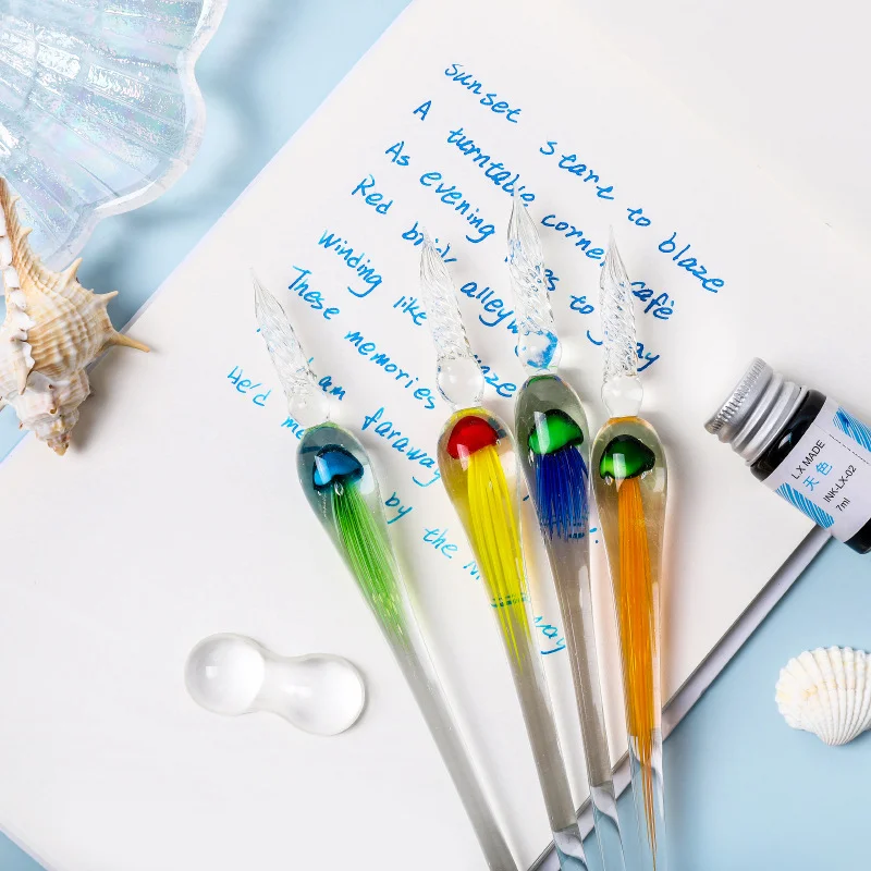 Jellyfish Dip Pen Three-Piece Glass Pen Set Sign Pen Crystal Student Glass Pen Stationery Gift Pen
Jellyfish Dip Pen Three-Piece Glass Pen Set Sign Pen Crystal Student Glass Pen Stationery Gift Pen
