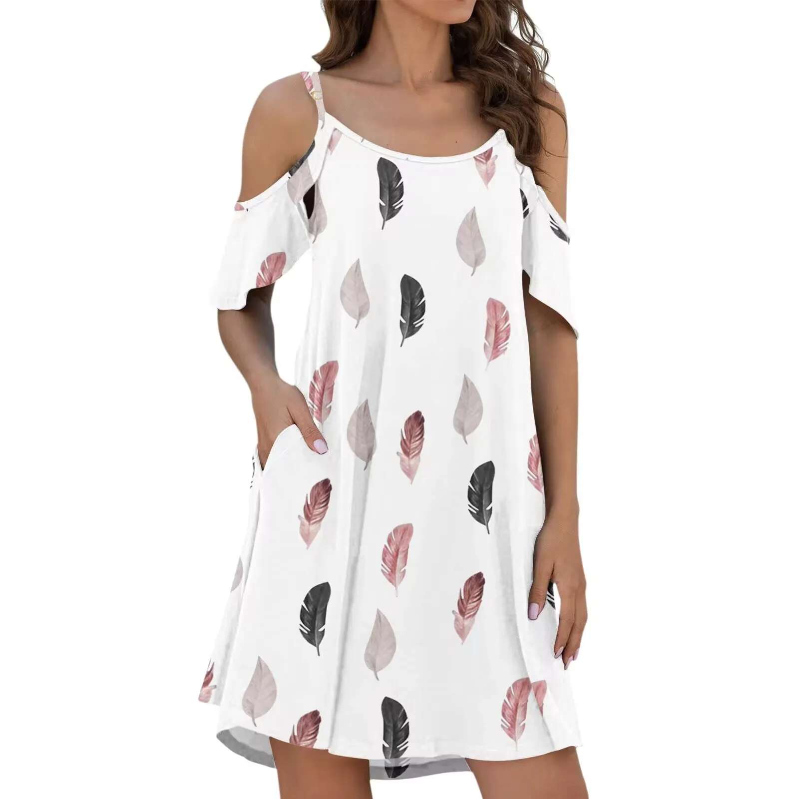 Summer New Halter Mid-length Dress Feather 3D print Large Size Simple Ladies Loose Skirt
Summer New Halter Mid-length Dress Feather 3D print Large Size Simple Ladies Loose Skirt
