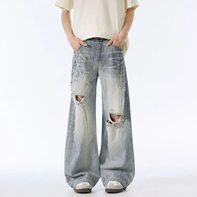 Мужские рваные брюки, эластичные однотонные синие повседневные мужские широкие брюки, офисные джинсовые брюки, осенние корейские винтажные прямые брюки
Мужские рваные брюки, эластичные однотонные синие повседневные мужские широкие брюки, офисные джинсовые брюки, осенние корейские винтажные прямые брюки