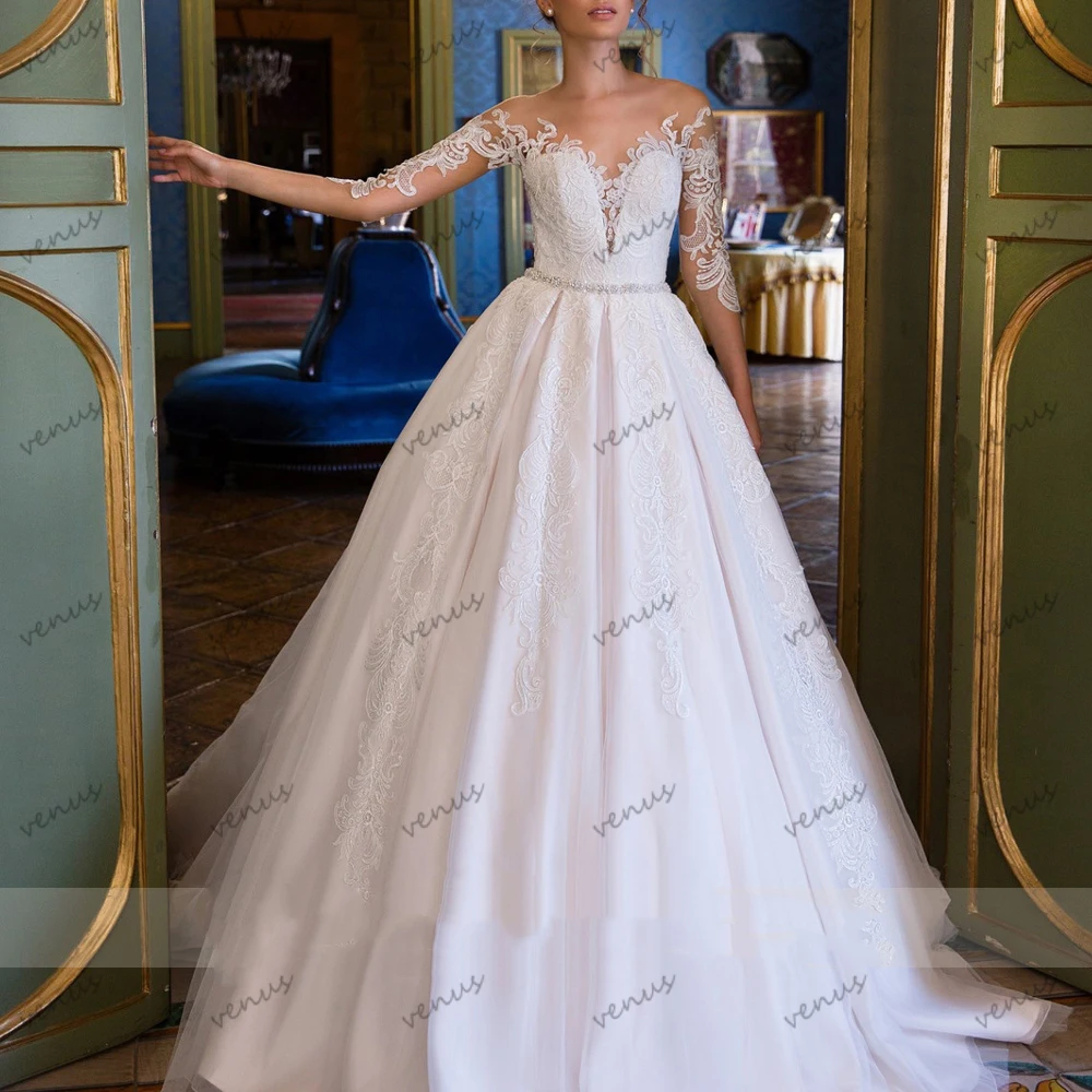 Classic Wedding Dresses Elegant Bridal Gowns Lace Appliques Full Sleeves Sweetheart Robes Luxury Vestidos De Novia Customized
Classic Wedding Dresses Elegant Bridal Gowns Lace Appliques Full Sleeves Sweetheart Robes Luxury Vestidos De Novia Customized