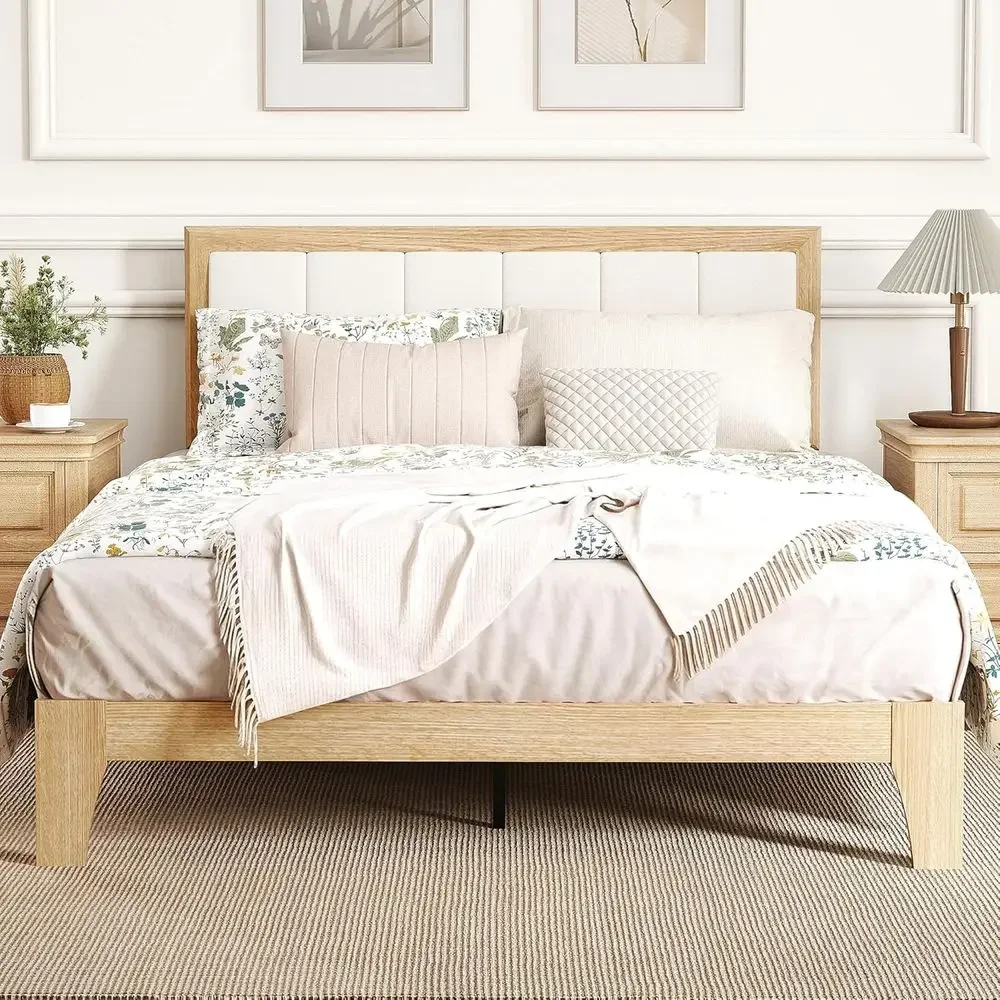 HOMCOM ull Size Bed e with Upholstered board, Platorm Bed e with Wooden Slats, No Box Spring Needed, Easy Assembly, Natural
HOMCOM ull Size Bed e with Upholstered board, Platorm Bed e with Wooden Slats, No Box Spring Needed, Easy Assembly, Natural