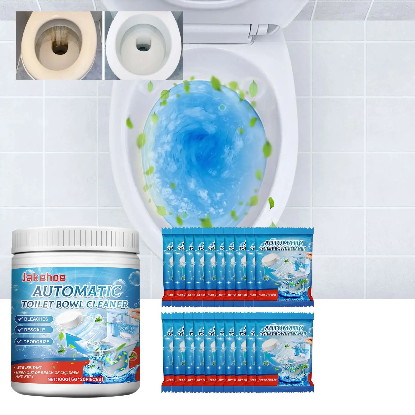 100g Toilet Cleaning Tablets - Effervescent Bowl Cleaner Remove Stains & Odors - Prevent Pipe Buildup - Easy Drop-in Cleaner
100g Toilet Cleaning Tablets - Effervescent Bowl Cleaner Remove Stains & Odors - Prevent Pipe Buildup - Easy Drop-in Cleaner