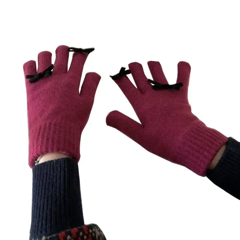 652F Женские многоцветные перчатки Теплые варежки с маленьким бантом Декор Перчатки с длинными пальцами
652F Женские многоцветные перчатки Теплые варежки с маленьким бантом Декор Перчатки с длинными пальцами
