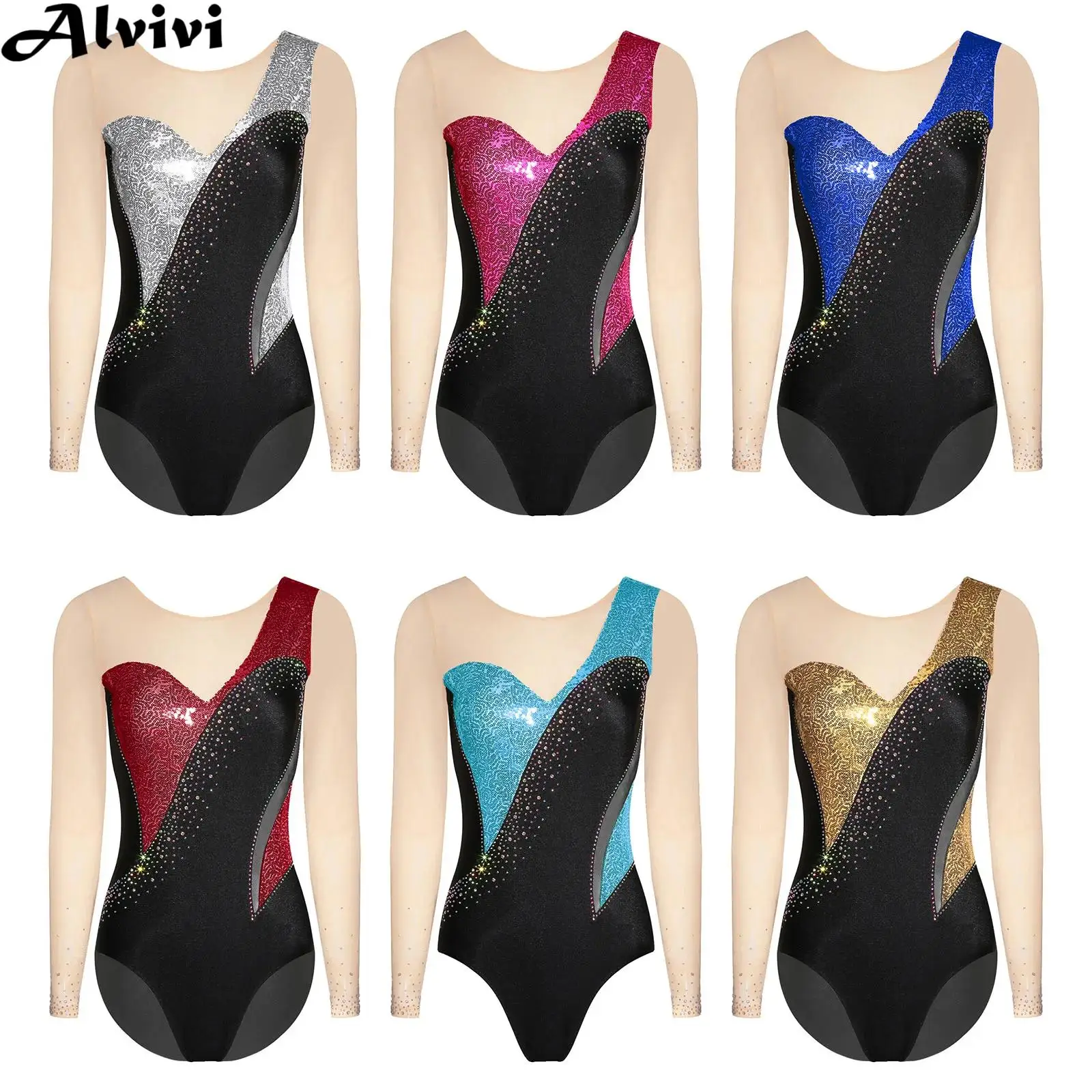 Женский купальник для фигурного катания, балета и танцев с длинными рукавами, прозрачная сетка, боди с блестящими пайетками и стразами для гимнастики, акробатики, йоги
Женский купальник для фигурного катания, балета и танцев с длинными рукавами, прозрачная сетка, боди с блестящими пайетками и стразами для гимнастики, акробатики, йоги