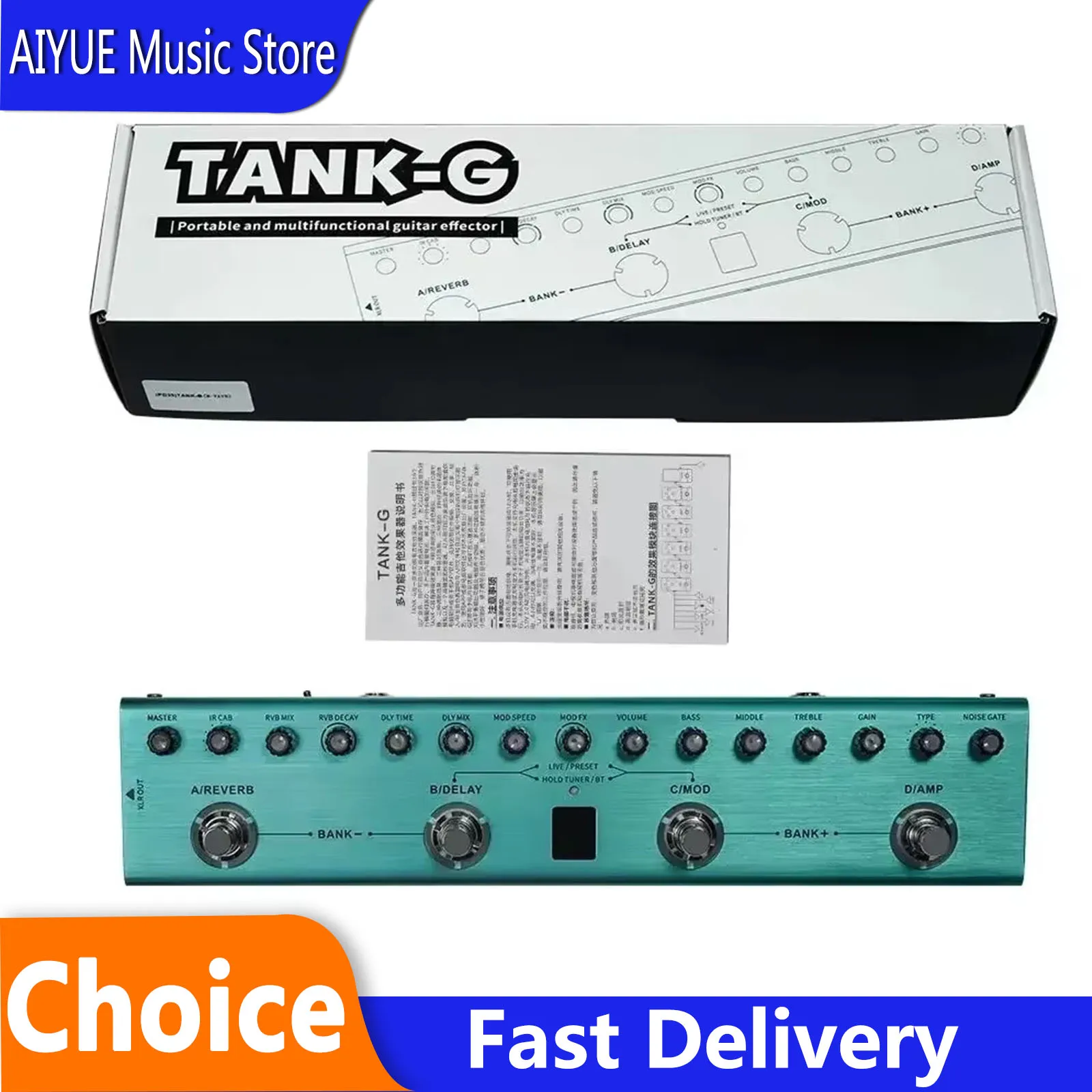 M-VAVE Tank-G Electric Guitar Effects Pedal Rechargeable 36 Presets 9 Preamp Slots 8 IR Cab Slots Delay Reverb 3 Modulation
M-VAVE Tank-G Electric Guitar Effects Pedal Rechargeable 36 Presets 9 Preamp Slots 8 IR Cab Slots Delay Reverb 3 Modulation