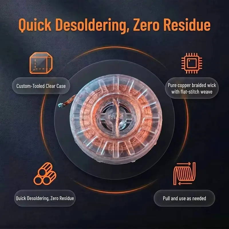 YCS Mr.Yang Retractable Desoldering Wick Dispenser Self Winding Case Pure Copper for Phone PCB Solder Removal Phone Repair Tool
YCS Mr.Yang Retractable Desoldering Wick Dispenser Self Winding Case Pure Copper for Phone PCB Solder Removal Phone Repair Tool