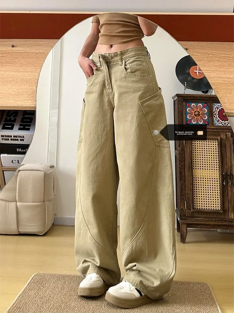 plus Size American Retro Waed Khaki Denim Pants Women's Loose Wide Leg Casual Straight Long Trousers Autumn Winter New Sle
plus Size American Retro Waed Khaki Denim Pants Women's Loose Wide Leg Casual Straight Long Trousers Autumn Winter New Sle