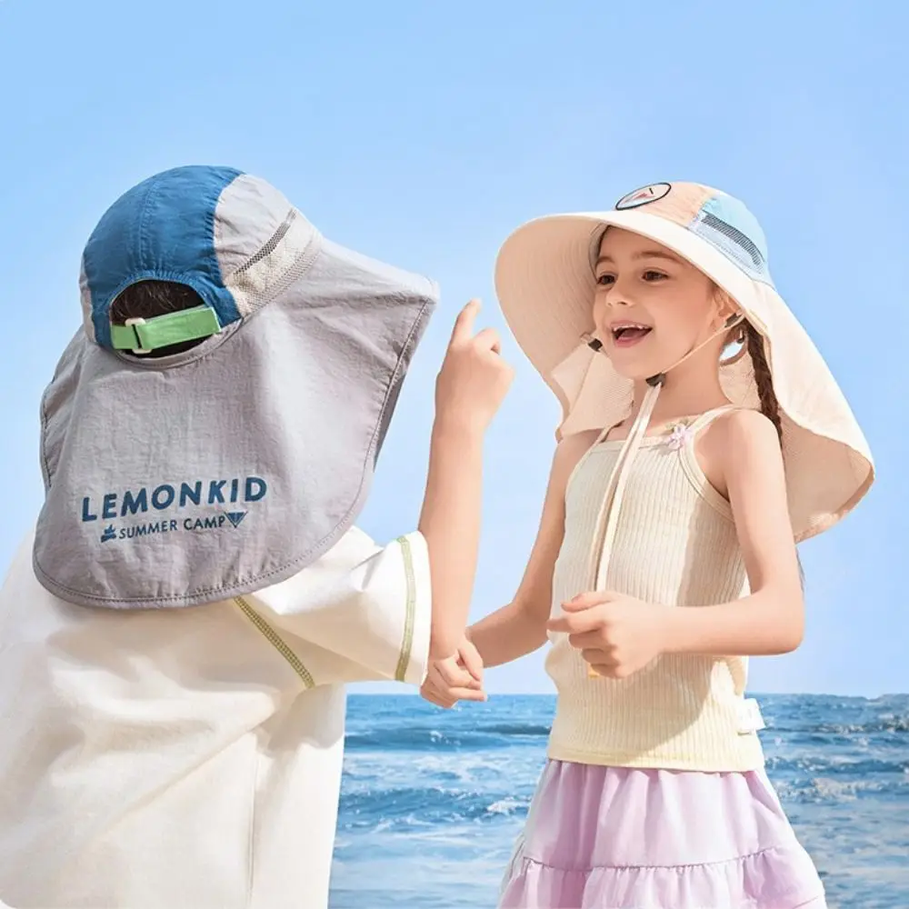 Sun Shade Polyester Kids Sun Hat UV Protection Breathable Fabric Wide Brim Hat Neck Flap Adjustable Strap Summer Hat Beach Wear
Sun Shade Polyester Kids Sun Hat UV Protection Breathable Fabric Wide Brim Hat Neck Flap Adjustable Strap Summer Hat Beach Wear