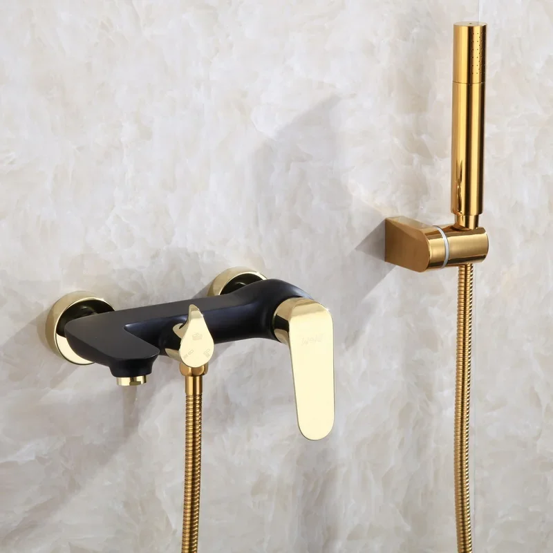 Bathtub Shower Set Wall Mounted Gold and White Bathtub Faucet, Bathroom Cold and Hot Bath and Shower Mixer Taps Brass
Bathtub Shower Set Wall Mounted Gold and White Bathtub Faucet, Bathroom Cold and Hot Bath and Shower Mixer Taps Brass