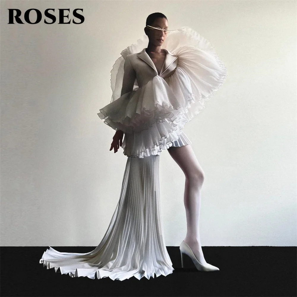 ROSES White Evening Dress V Neck Off the Shoulder Long Sleeve Party Dresses Pleated Prom Gown Unique robes du soir Customized
ROSES White Evening Dress V Neck Off the Shoulder Long Sleeve Party Dresses Pleated Prom Gown Unique robes du soir Customized