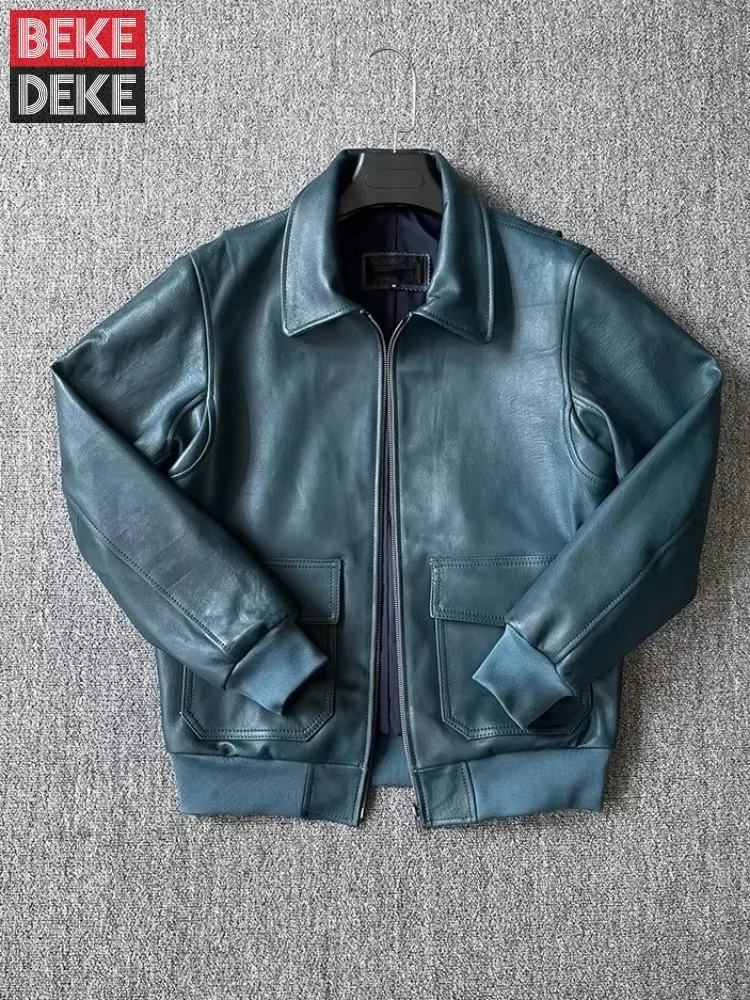 Mens Genuine Leather Pilot Jacket New Spring Autumn Casual Turndown Collar Oil Wax Sheepskin Vintage Motorcycle Short Coat Male
Mens Genuine Leather Pilot Jacket New Spring Autumn Casual Turndown Collar Oil Wax Sheepskin Vintage Motorcycle Short Coat Male