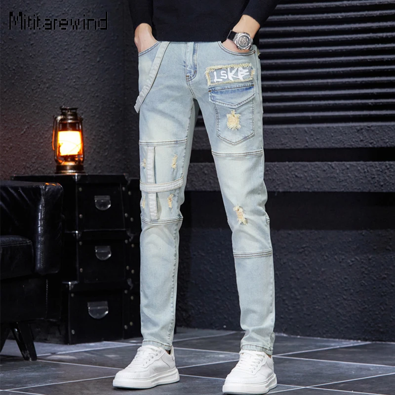 American Nostalgic Jeans Men High Street Trend Hole Patches Slim Jeans Wash Retro Patchwork Straight Light Blue Denim Pants Y2k
American Nostalgic Jeans Men High Street Trend Hole Patches Slim Jeans Wash Retro Patchwork Straight Light Blue Denim Pants Y2k